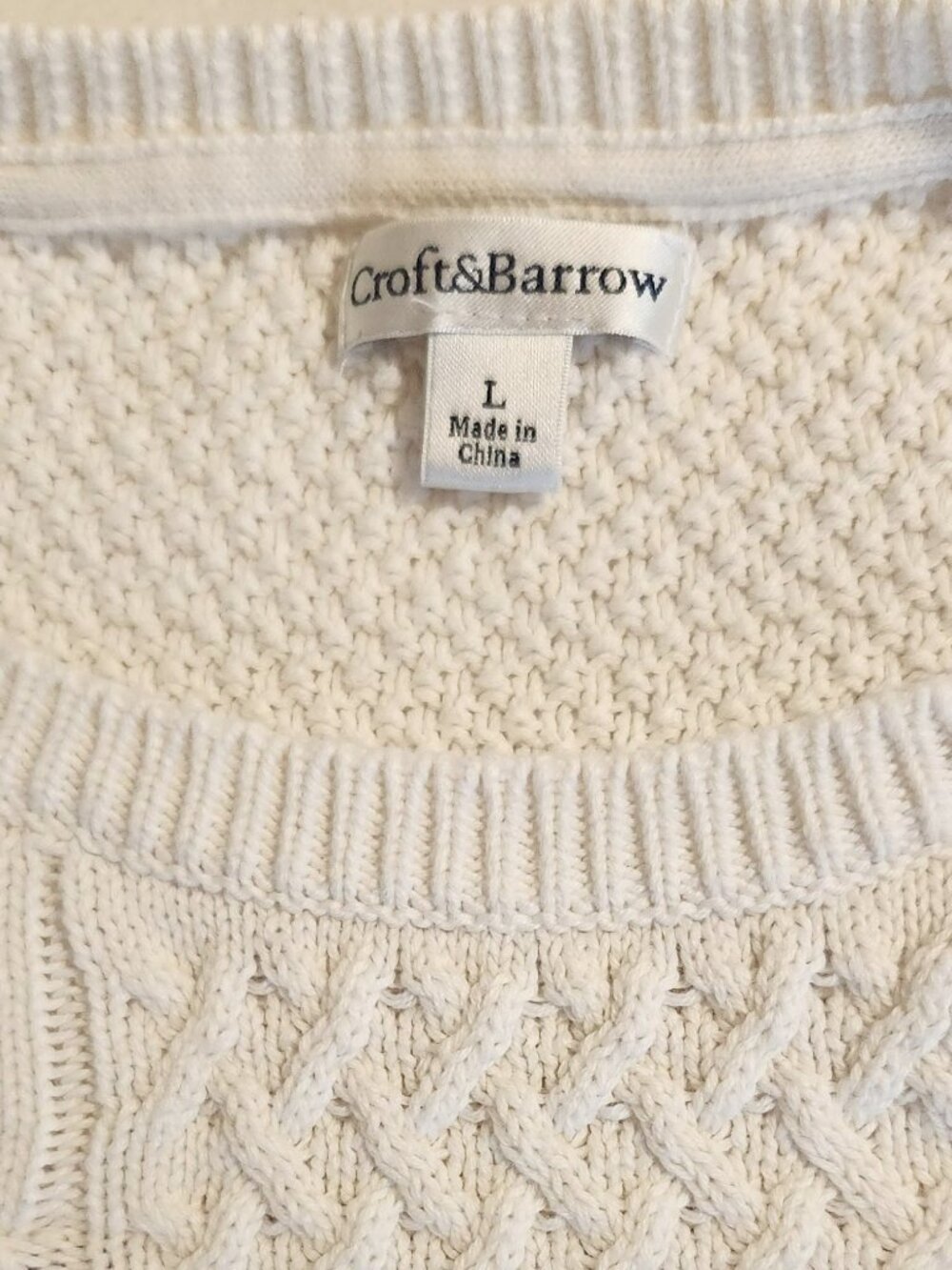 Croft & Barrow Color Block Cable Knit Sweater - Size L